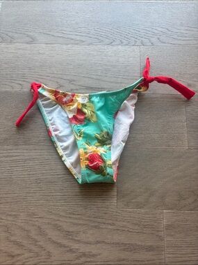 Letarte Floral Tie-Side Bikini Bottom in Aqua, Red, Yellow